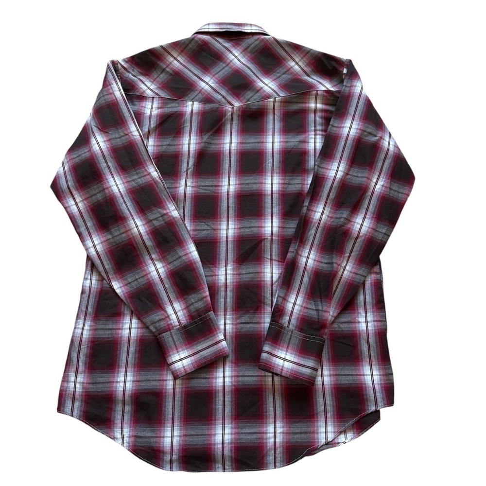 Ely Cattleman Western Pearl Snap Plaid Shirt Mens LT Tall Long Sleeve Rugged Red - Picture 8 of 9